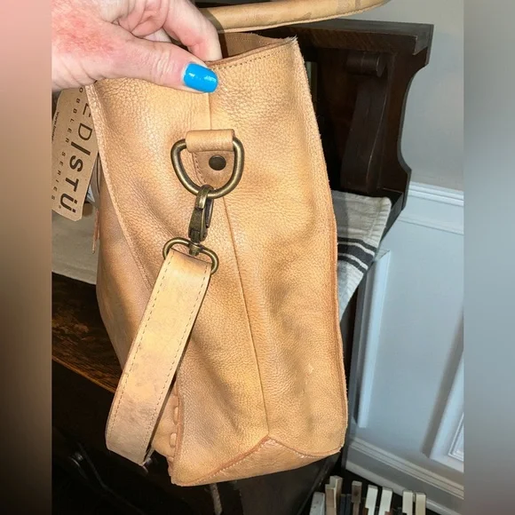 NWT Bed Stu Leather Rockaway Shoulder Bag Crossbody Tote Taupe Driftwood $345 - Picture 6 of 11
